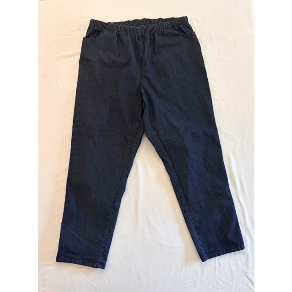 Chic Classic Collection 24W Elastic Waist Easy Fit Pull-on Dark Blue Denim Pants